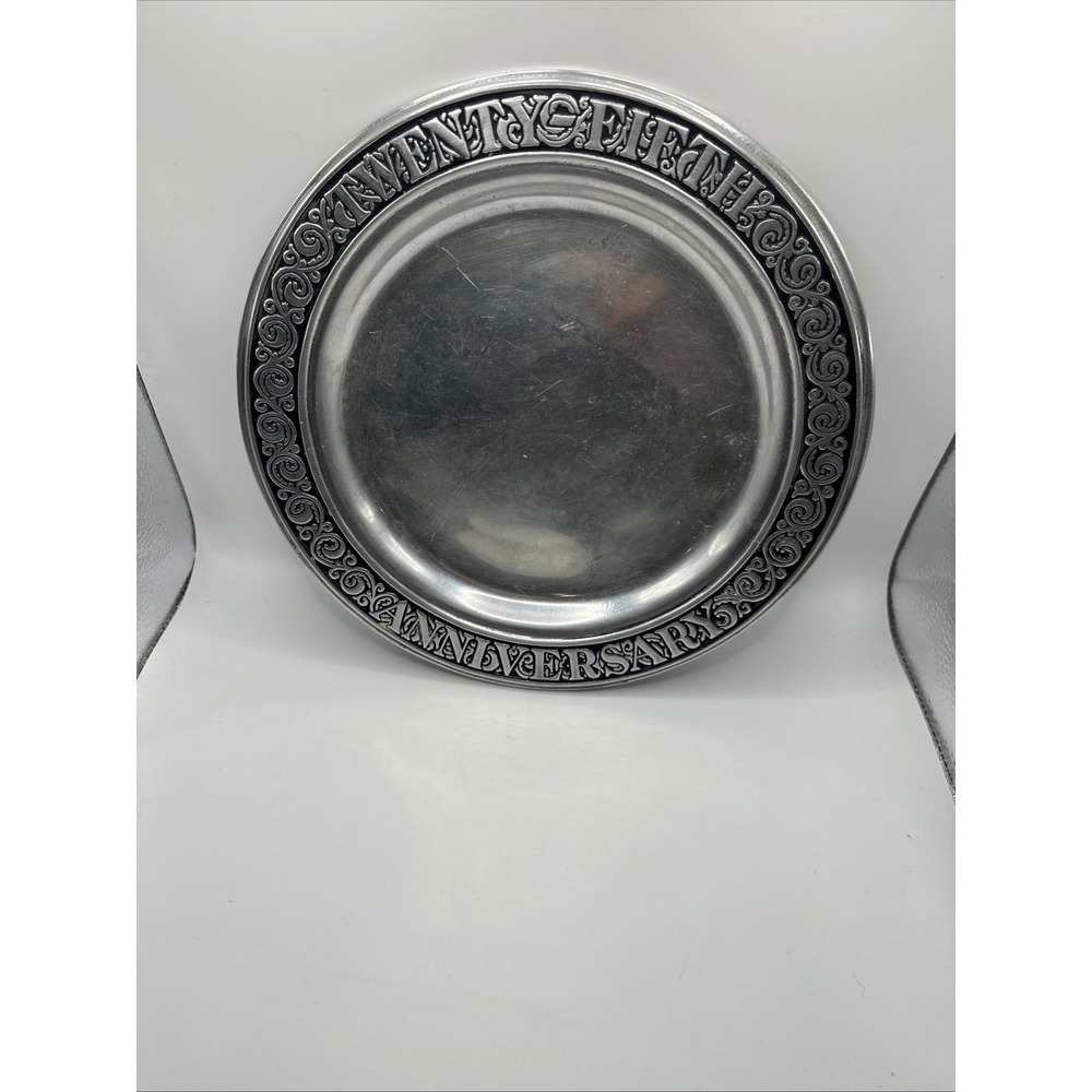Wilton Armetale Twenty Fifth Anniversary Plate Pewter RWP Columbia PA 10.75 Inch